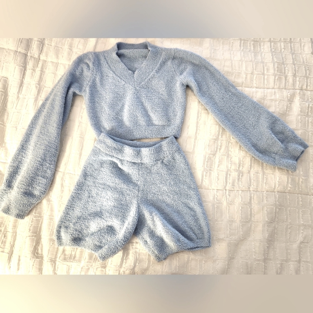 Baby Blue Ultra Soft Shorts Lounge Set from Chic Wish Size Small Baby Blue